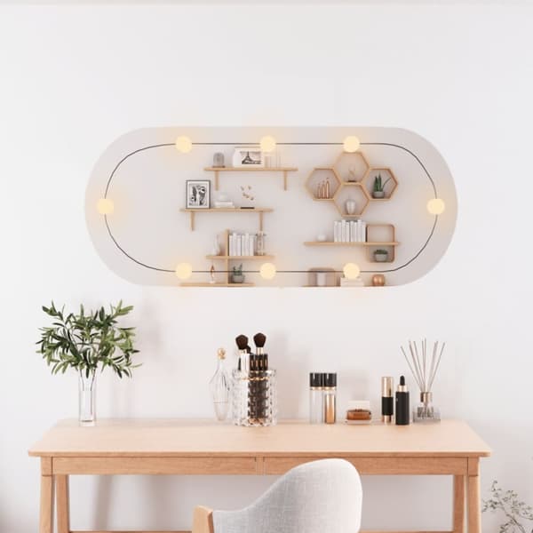 vidaXL Väggspegel med LED-belysning 40x90 cm glas oval
