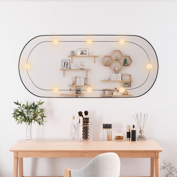 vidaXL vægspejl med LED-lys 45x100 cm oval glas