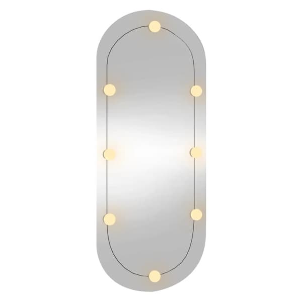 vidaXL vægspejl med LED-lys 25x60 cm oval glas