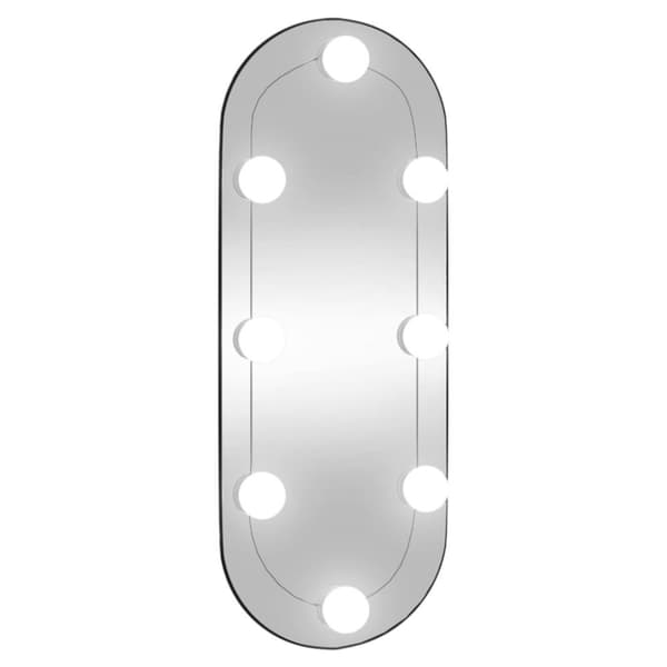 vidaXL Väggspegel med LED-belysning 20x50 cm glas oval