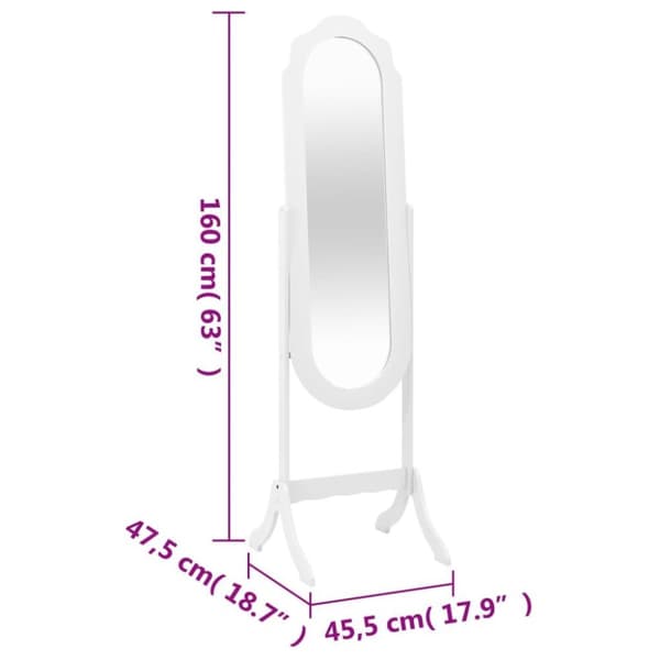 vidaXL Fristående Spegel vit 45,5x47,5x160 cm konstruerad trä