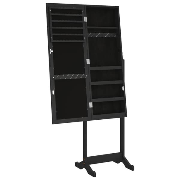 vidaXL fritstående spejlskab med LED-lys 42x38x152 cm sort