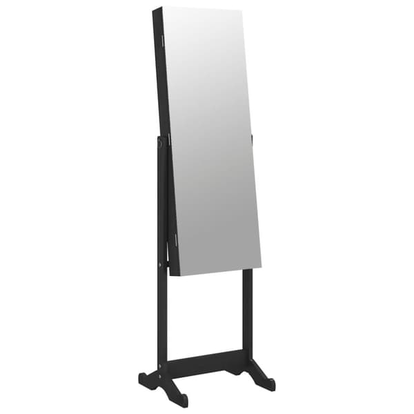 vidaXL fritstående spejlskab med LED-lys 42x38x152 cm sort