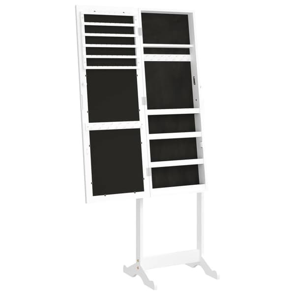 vidaXL fritstående spejlskab med LED-lys 42x38x152 cm hvid