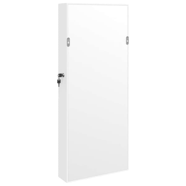 vidaXL Vegghengt smykkeskap med speil hvit 37,5x10x90 cm
