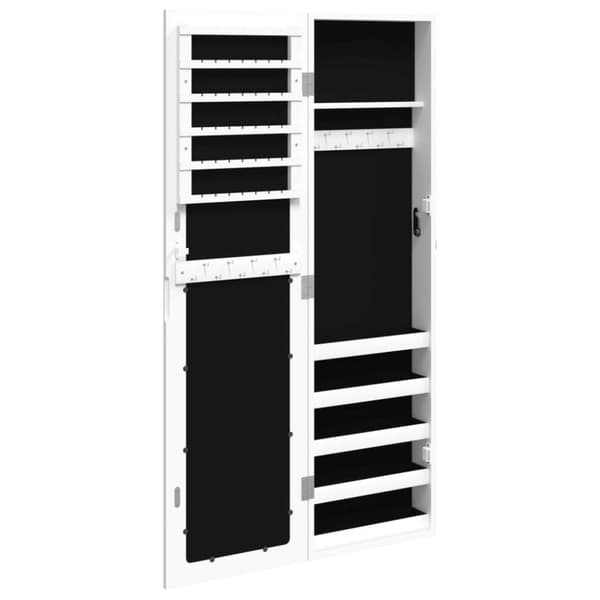 vidaXL Vegghengt smykkeskap med speil hvit 30x8,5x106 cm