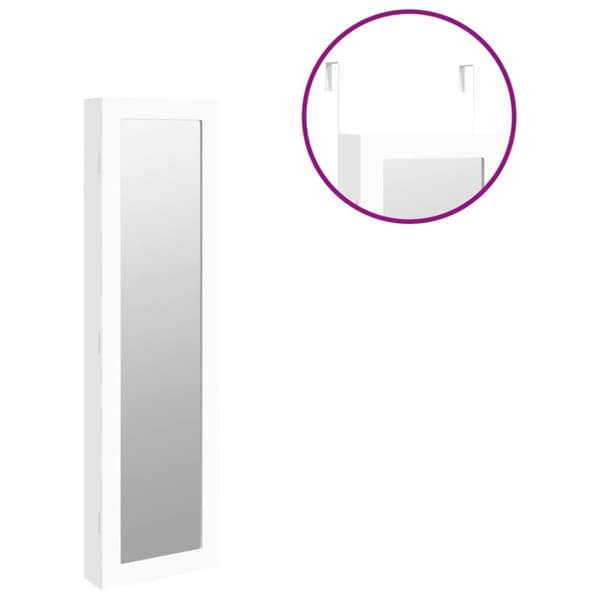 vidaXL Vegghengt smykkeskap med speil hvit 30x8,5x106 cm