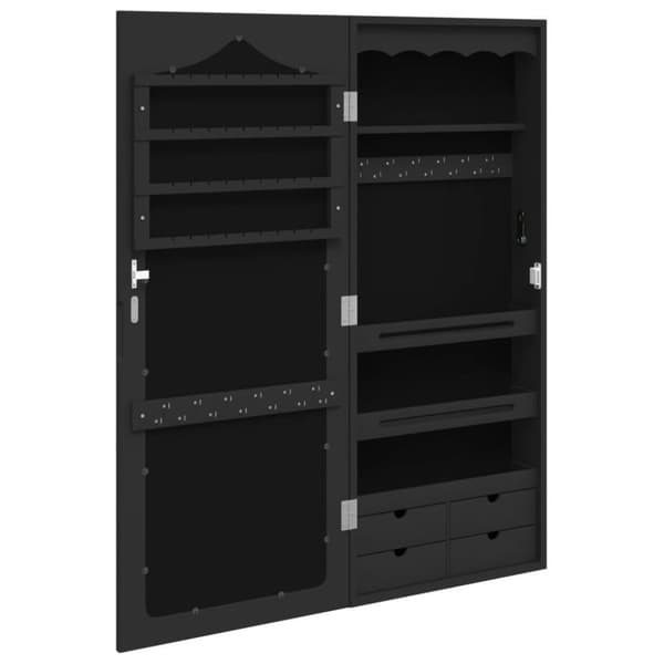 vidaXL Peilikorukaappi seinäkiinnitettävä musta 37,5x10x90 cm