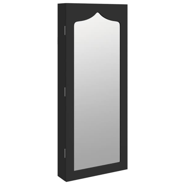 vidaXL Vegghengt smykkeskap med speil svart 37,5x10x90 cm