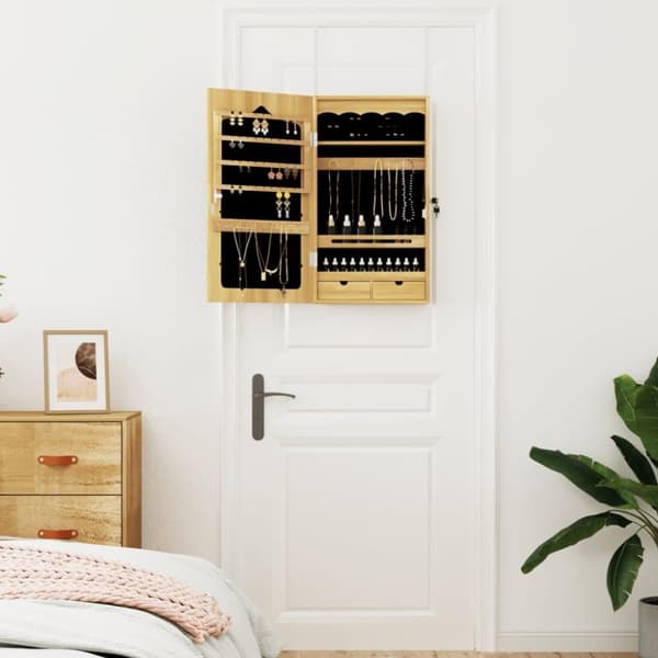 vidaXL Vegghengt smykkeskap med speil 37,5x10x67 cm