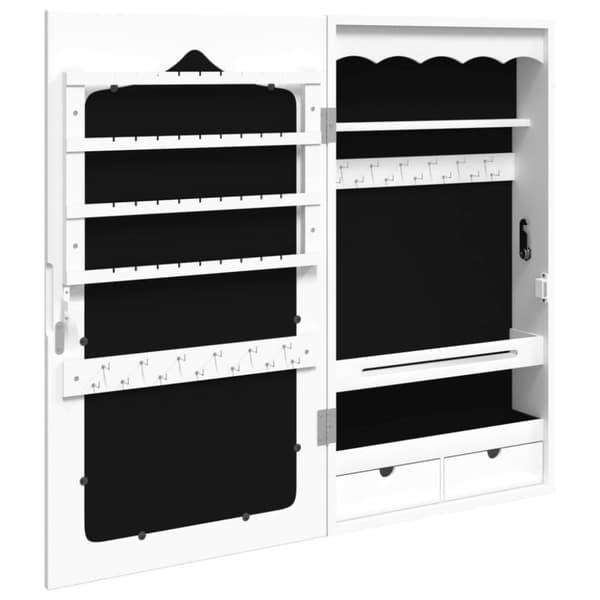 vidaXL Vegghengt smykkeskap med speil hvit 37,5x10x67 cm