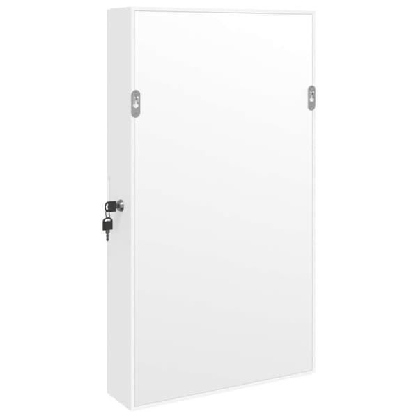 vidaXL Vegghengt smykkeskap med speil hvit 37,5x10x67 cm