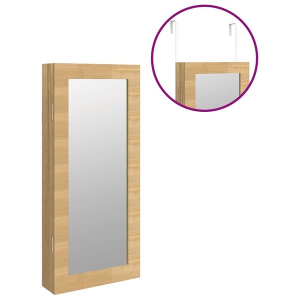 vidaXL Vegghengt smykkeskap med speil 30x8,5x67 cm