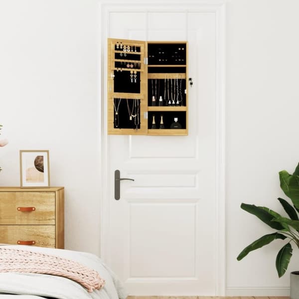 vidaXL Vegghengt smykkeskap med speil 30x8,5x67 cm