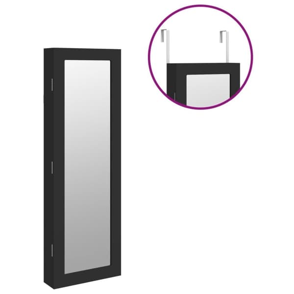 vidaXL Peilikorukaappi seinäkiinnitettävä musta 30x8,5x90 cm