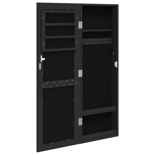 vidaXL Vegghengt smykkeskap med speil svart 30x8,5x90 cm