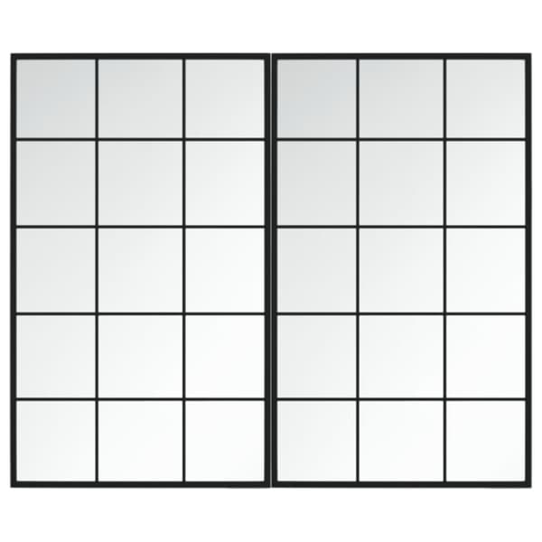 vidaXL Veggspeil 2 stk svart 100x60 cm metall