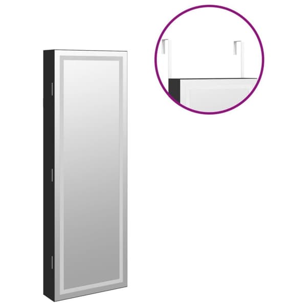 vidaXL væghængt spejlskab med LED-lys sort