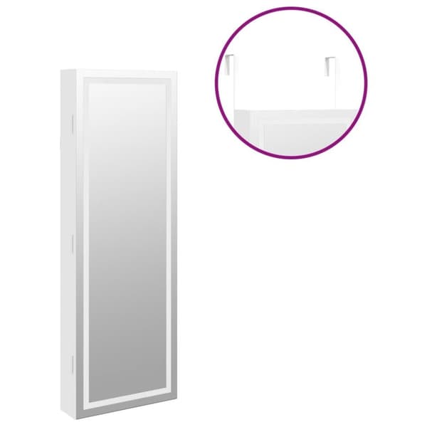 vidaXL væghængt spejlskab med LED-lys hvid