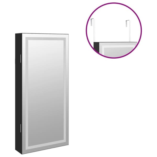 vidaXL Speilskap med LED-lys veggmontert svart