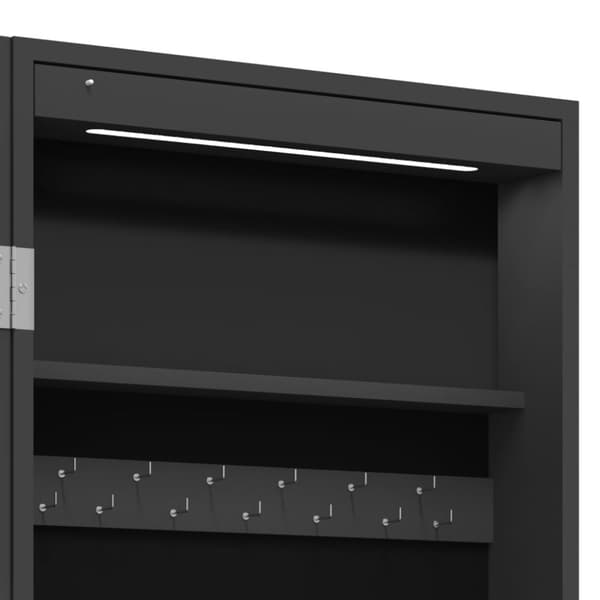 vidaXL smykkeskab med spejl og LED-lys fritstående sort
