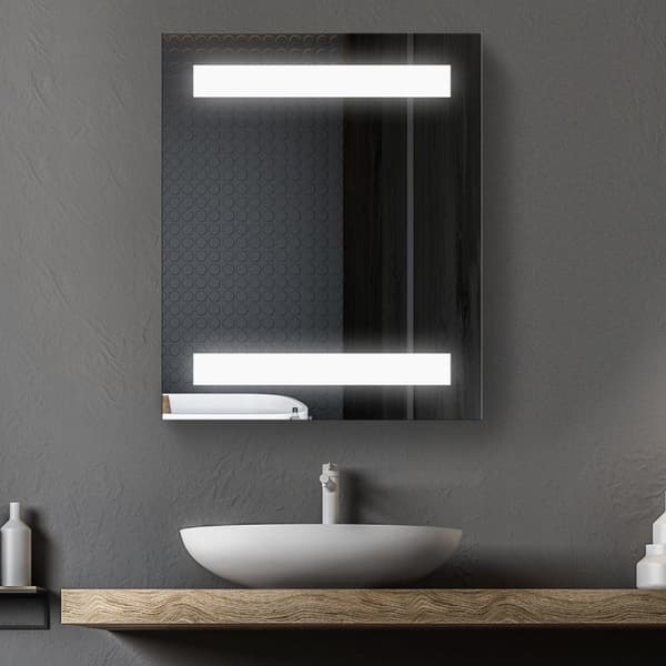 Nancy's Chino Spiegelkast - Wandkast - Spiegel - Glas - MDF - 15W - LED Belysning - Zilver - 15 x 50 x 60 cm