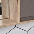 Miniatyrbillede 8 af 9: Nancy's Roswell Spiegelkast - Badkamerspiegel - Wandkast - Bovenkast - Multifunktioneel - 2 Opbergvakken - Bewerkt Hout - MDF - Grijs - Naturel