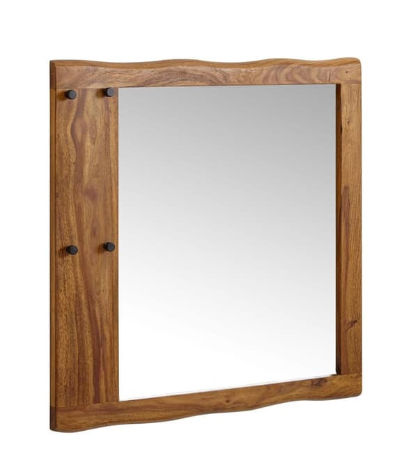 Rootz vægspejl massivt sheesham træ 80x80x3 cm design korridor spejl trækant - Hængende spejl moderne med kroge - Spejlvæg Large - Moderne garderobesp