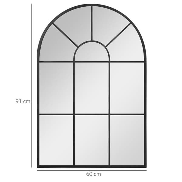 Rootz-ikkunapeili - Seinäpeili - Metallikehyksellä - Olohuone - Makuuhuone - Ruokasali - Musta - 91 cm x 2 cm x 60 cm