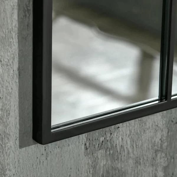 Rootz-ikkunapeili - Seinäpeili - Metallikehyksellä - Olohuone - Makuuhuone - Ruokasali - Musta - 91 cm x 2 cm x 60 cm