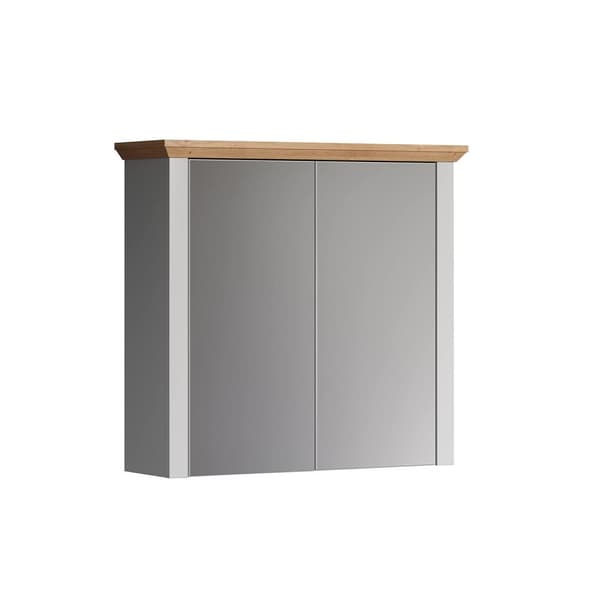 Rootz Landside Spiegelschrank - Mirror Cabinet - Wall Storage - Reflective Unit - Glass Closet - Vanity Holder - Wall-mounted Organizer - Light Grey/A
