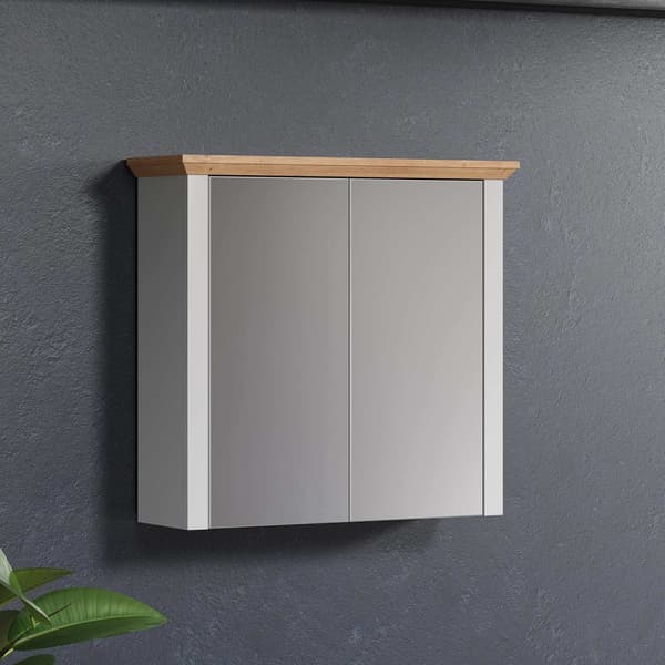 Rootz Landside Spiegelschrank - Mirror Cabinet - Wall Storage - Reflective Unit - Glass Closet - Vanity Holder - Wall-mounted Organizer - Light Grey/A