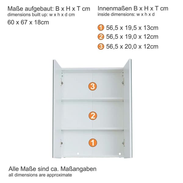 Rootz Bathroom Mirror Cabinet - Wall Storage - Reflective Unit - Vanity Organizer - Bath Fixture - Mirrored Chest - Washroom Cupboard - White High Glo