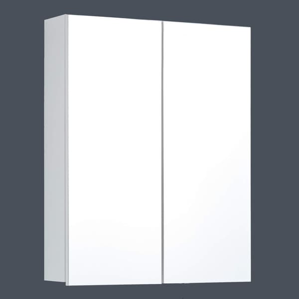 Rootz Bathroom Mirror Cabinet - Wall Storage - Reflective Unit - Vanity Organizer - Bath Fixture - Mirrored Chest - Washroom Cupboard - White High Glo
