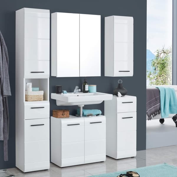 Rootz Bathroom Mirror Cabinet - Wall Storage - Reflective Unit - Vanity Organizer - Bath Fixture - Mirrored Chest - Washroom Cupboard - White High Glo