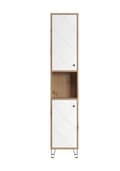 Miniatyrbild 1 av 10: Rootz Tall Bathroom Cabinet - Storage Unit - Washroom Organizer - Bath Furniture - Towel Stand - Shelving System - White Matt Lacquer with Artisan Oak