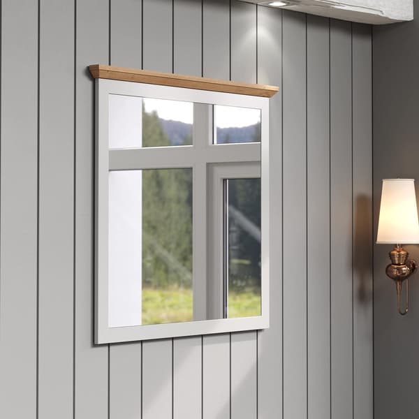 Rootz Landside Spiegel - Reflective Glass - Wall Accessory - Decor Enhancer - Room Brightener - Vanity Mirror - Light Grey/Artisan Oak - 91 x 82 x 4 c