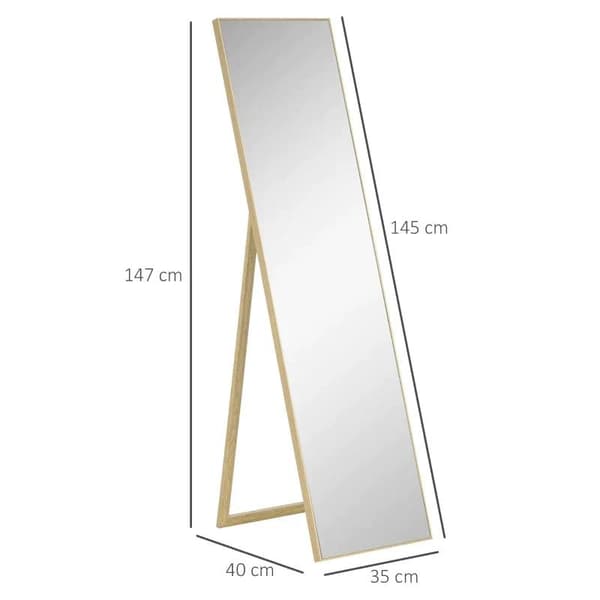 Rootz Dressing Mirror - Fullängdsspegel - Spegel - Med stativ Fristående - MDF/glas - Natur - 40cm x 35cm x 147cm
