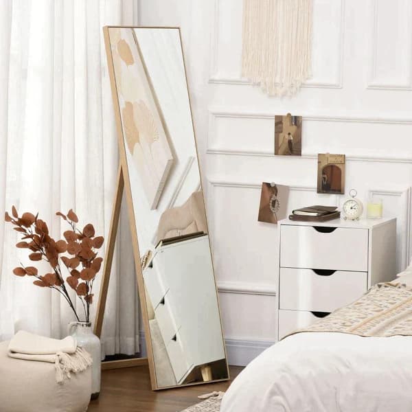 Rootz Dressing Mirror - Fullängdsspegel - Spegel - Med stativ Fristående - MDF/glas - Natur - 40cm x 35cm x 147cm