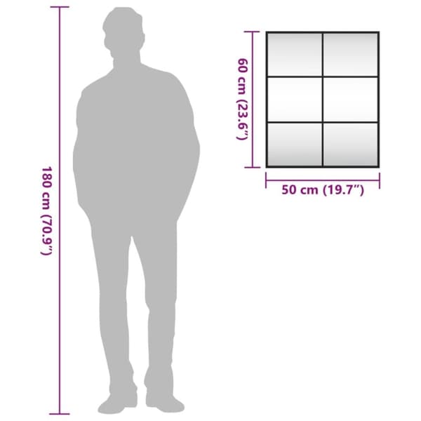vidaXL Veggspeil svart 50x60 cm rektangel jern