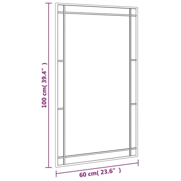 vidaXL Väggspegel svart 60x100 cm rektangulär järn