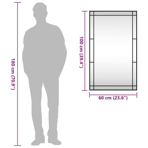 vidaXL Väggspegel svart 60x100 cm rektangulär järn
