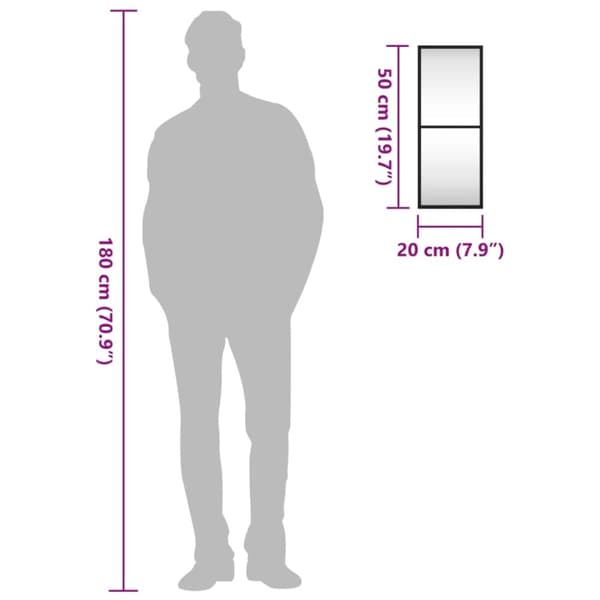 vidaXL Väggspegel svart 20x50 cm rektangulär järn