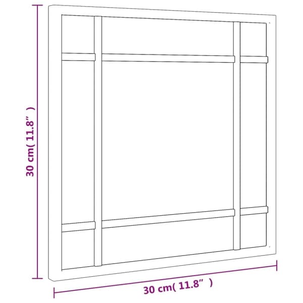 vidaXL Väggspegel svart 30x30 cm fyrkantig järn