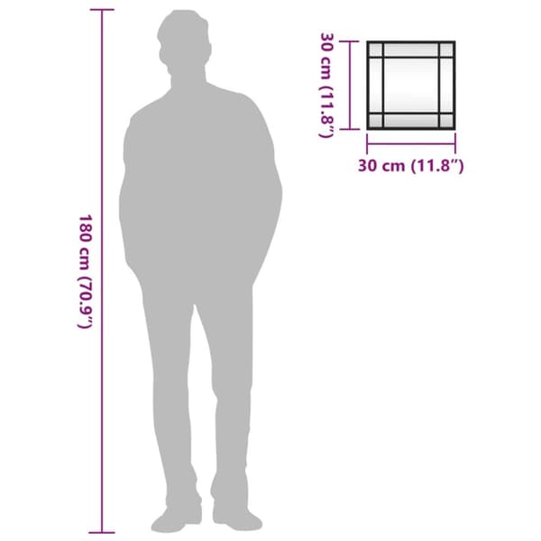 vidaXL Seinäpeili musta 30x30 cm neliö metalli