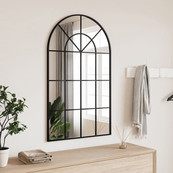 vidaXL Seinäpeili musta 60x100 cm kaari rauta