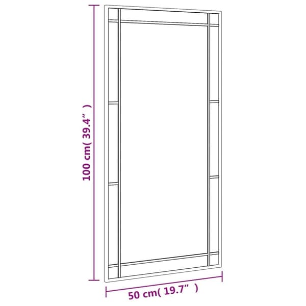 vidaXL Väggspegel svart 50x100 cm rektangulär järn