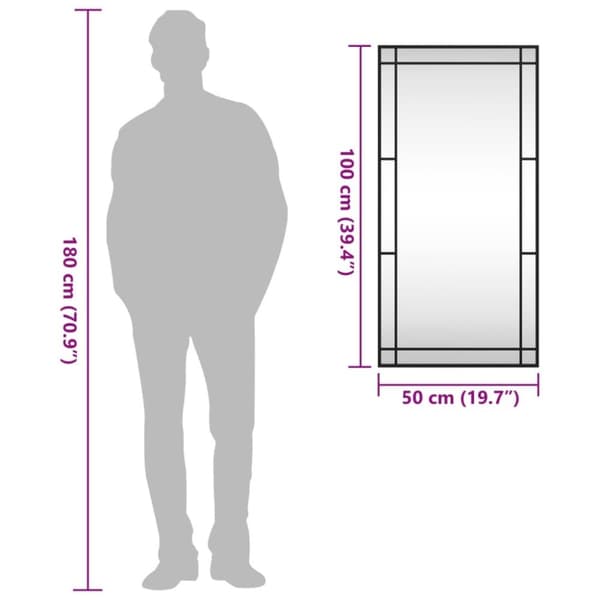 vidaXL Väggspegel svart 50x100 cm rektangulär järn