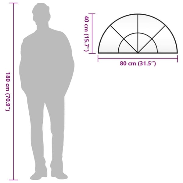 vidaXL Veggspeil svart 80x40 cm buet jern