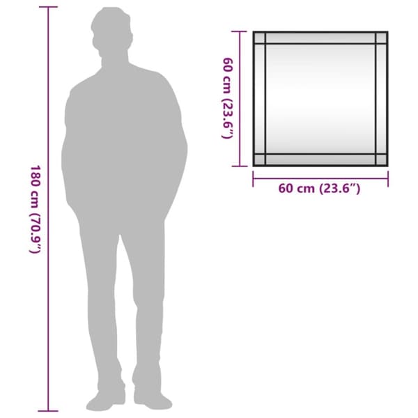 vidaXL Veggspeil svart 60x60 cm rektangel jern